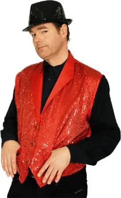 Produktbild von K35295402-46-48 rot Herren Paillettenweste Partyweste Gr.46-48