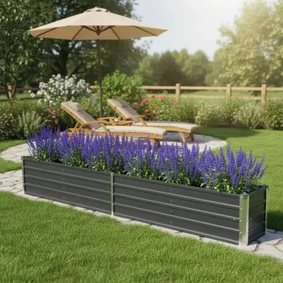 Produktbild von Hochbeet Garten - Hochbeet Metall 320x40x45 cm - verzinkter Stahl - offener Boden - anthrazit