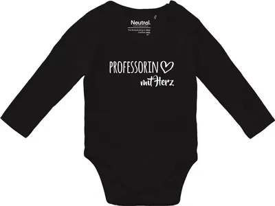 Produktbild von Huuraa Baby Body Professorin mit Herz 68 Black  Baumwolle Fairtrade Langarmbody Geschenkidee