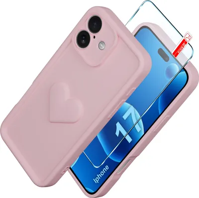 Produktbild von iPhone 17 CASE Silikonhülle MATT Herz + Schutzglas 9H