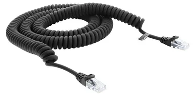Produktbild von DeLOCK RJ50 Spiralkabel Stecker zu Stecker 3 m schwarz, 3 m, Cat5e, U/UTP (UTP), RJ-50, RJ-50, Schwarz