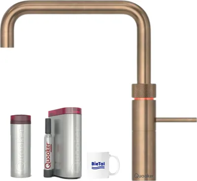 Produktbild von Quooker Fusion Square Messing Patina & PRO3 Reservoire & sprudelndes Wasser CUBE