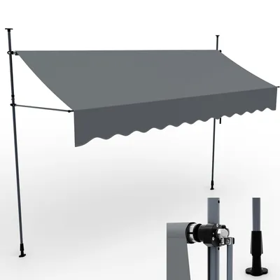 Produktbild von ONBEST Balkonmarkise | ohne Bohren | 400 x 120 cm | mit Kurbel | Wetterfest | UV-Beständig | UV50+| Höhenverstellbar | Hellgrau