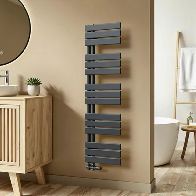 Produktbild von S'AFIELINA 1320x400mm Design Badheizkörper Handtuchheizkörper Flach Paneel Seitenanschlusss Heizkörper für Bad Handtuchtrockner Anthrazit 570 Watt