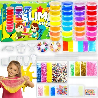 Produktbild von XXL Slime Bastelset für Kinder – 120-teiliges DIY-Set mit leuchtendem Schleim, Glitzer & Zubehör – Kreatives Geschenk für Jungen & Mädchen
