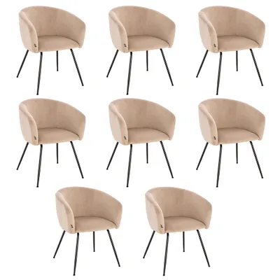 Obrázek produktu pro HOME DELUXE - Čalouněná židle ARIA - 8 kusů, barva: sametově béžová - měkké čalounění, max. nosnost 120 kg I Kuchyňská židle Jídelní židle Židle do jídelny