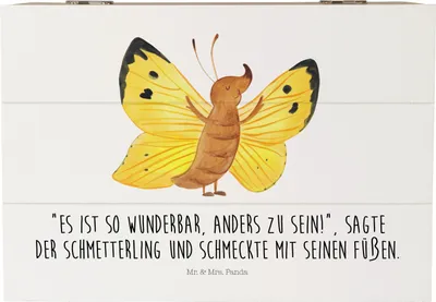 Produktbild von Mr. & Mrs. Panda Box Schmetterling Zitronenfalter 22 x 15 cm - Weiß - Geschenk, Motivation, geschenkkiste, Kiste mit Deckel, Lustige Sprüche, truhe holz, Schmetterlinge