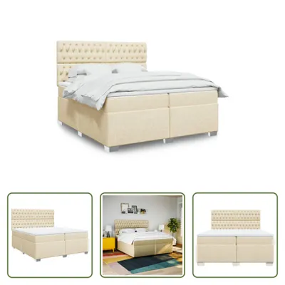 Produktbild von The Living Store Boxspringbett mit Matratze Creme 200x200 cm Stoff