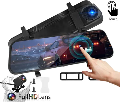 Productafbeelding van Auto-dashcam met dubbele lens, 10-inch full-screen video recorder, nachtzichtfunctie, G-sensor, zwart