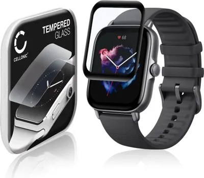 Immagine prodotto di Vetrino protettivo 9H CELLONIC compatibile con Amazfit GTS 3 (3D Full Cover per smartwatch braccialetto fitness 0,33mm Full Glue) colore nero protezione display screen protector