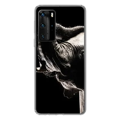 Produktbild von MuchoWow® Handyhülle Schutzhülle Hülle für Huawei P40 Pro Elefant - Schwarz - Tiere - Porträt Silikon Softcase Handy Hülle - Schutz