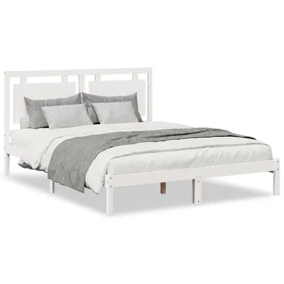 Produktbild von vidaXL Massivholzbett Extra Lang ohne Matratze Weiß 160x220 cm
