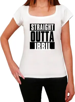 Produktbild von Damen Grafik T-Shirt Straight Outta Irbil Öko-Verantwortlich Vintage Jahrgang Kurzarm Lustige Druck Geburtstag Geschenk Frau