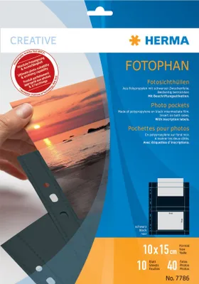 Produktbild von Fotosichthüllen 100 x 150 mm quer schwarz 10 Hüllen