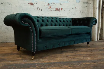 Immagine prodotto di Divano Chesterfield 3 posti imbottito set di divani di design velluto verde