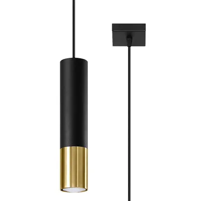 Image de Lampe suspendue LOOPEZ 1 noir/doré 1xGU10 10W acier 100x8x8cm Sollux Lighting