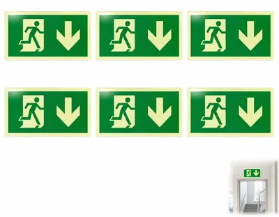Productafbeelding van Set van 6 Fotoluminescerende Nooduitgangsborden voor Extra Veiligheid