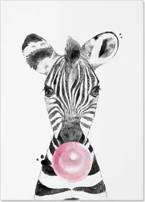 Produktbild von TPFLiving Kunstdruck LW-1325 (OHNE RAHMEN) Poster - Leinwand - Wandbild - Hochauflösender Giclée-Druck, langlebig und hochwertig - Tiere mit Luftballon, Elefant, Löwe, Giraffe, Zebra -  - Größe: 30x40cm