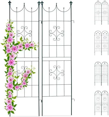 Produktbild von Pflanzenklimrek Set von 2, rankhilfe, 180 x 50 x 1,5 cm, aus Metall, dunkelgrün