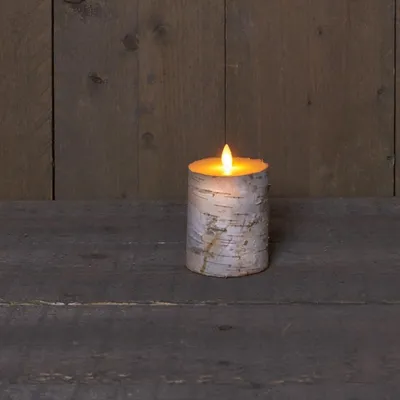 Produktbild von Anna's Collection Stumpfe Kerze - LED - Birkenholz weis - 10 cm