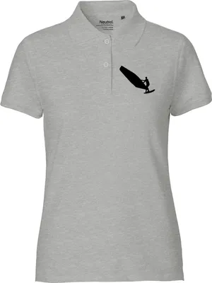 Produktbild von Huuraa Damen Polo Shirt Windsurfen Silhouette XS Sport Grey Bio Baumwolle Fairtrade Poloshirt Geschenkidee