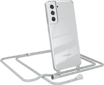 Obrázek produktu pro EAZY CASE - Řetízek na mobilní telefon - kompatibilní s Apple iPhone 11 Pouzdro na mobilní telefon se šňůrkou, silikonové pouzdro, ochranné pouzdro s náhradní šňůrkou, pouzdro se šňůrkou, stylový řetízek na smartphone, světle šedá / bílá