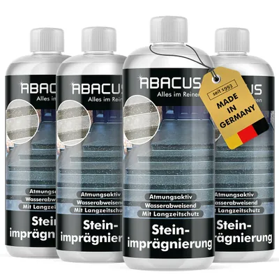 Produktbild von ABACUS® Steinimprägnierung, Terrassenimprägnierung, Balkonimprägnierung, Marmorimprägnierung, Granitimprägnierung 4 x 1000ml Steinimprägnierung