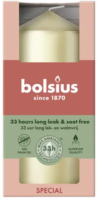 Obrázok produktu pre Bolsius, sviečka do stĺpa, 120/58, biela, strieborná