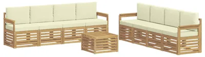Produktbild von vidaXL Outdoor-Sofagarnitur 9 pcs Weiß und Creme 59 x 59 x 37 cm