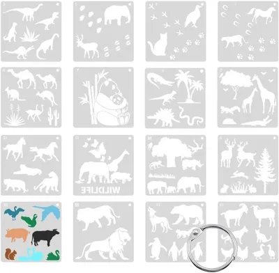 Wiederverwendbare Malvorlagen Set für Kinder - Kunststoff Schablonen für Scrapbooking, Tagebuch und Albumdekoration - 24