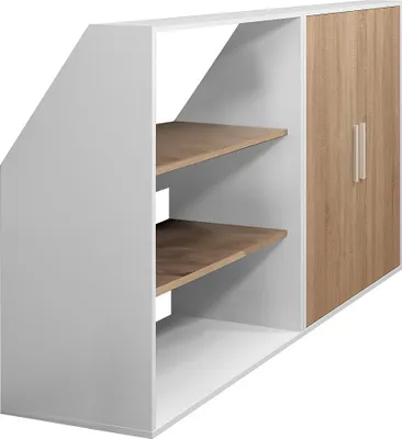 Produktbild von 2-türiger Schrägschrank mit 2 Einlegeböden - Weiß und natur - ADEZIO