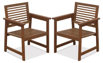 Outdoor-Stuhl aus Teakholz, 2er-Set, ohne Kissen