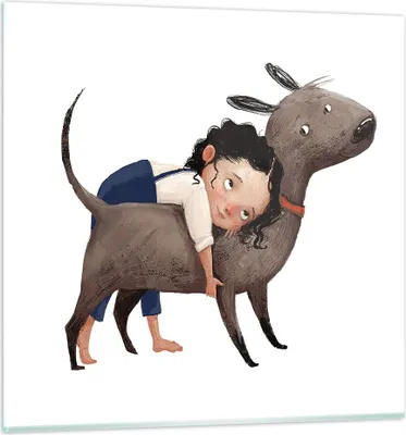 Produktbild von Bilder auf glas - Einteilig - Kind Hund Bild - 70x70cm - Glasbilder - Wandbilder - Bilder - zum Aufhängen bereit - Wanddekoration aus Glas - Glas Bilder - Wandbild auf Glas - GAC70x70-4783