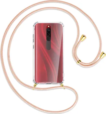 Produktbild von Handykette Backcover-Schutzhülle mit Band (Metall goldfarben) für Xiaomi Redmi 8 - rose peach