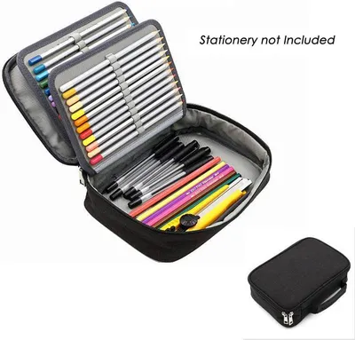 Immagine prodotto di 72 Slot Pencil Case Borsa portamatite Super Large Capacity Studenti Stationary Case Portamatite con tasca interna per piccoli gadget, Nero