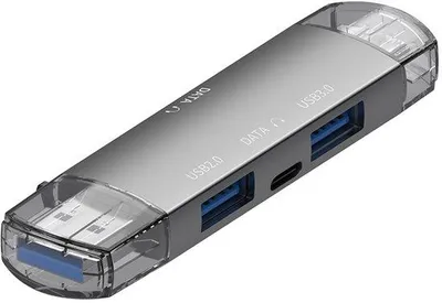 Zdjęcie produktu dla Aluminiowy hub USB 3.0 z 4 portami – niezwykle poręczny hub USB-C do laptopów, komputerów PC, komputerów Mac i smartfonów