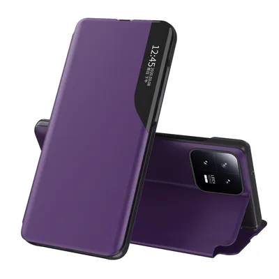 Obrázek produktu pro Flipové pouzdro pro Xiaomi 13 Pro,Polyuretankůže pouzdro s okénkem a funkcí stojánku Fialová