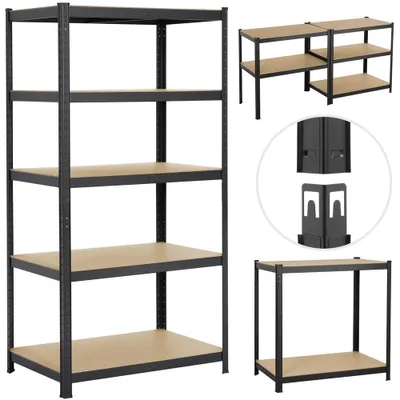 Produktbild von Yaheetech Schwerlastregal 180x90x60cm, Lagerregal 5 Böden, max. 875kg, aus Metall, Schwarz