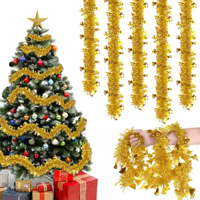 Imagen del producto de Guirnalda decorativa, 16 metros, 8 piezas de 2 metros cada una, ideal para decoración navideña en interiores y exteriores