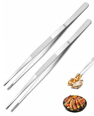Image de Pince de cuisine en acier inoxydable - Lot de 2 - Idéale pour la cuisson, le barbecue et la présentation des plats - Longueur : 30 cm