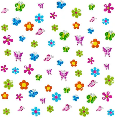 Produktbild von Oblique Unique 68 Sticker Aufkleber Blumen Schmetterlinge glitzernd Kinder - bunt
