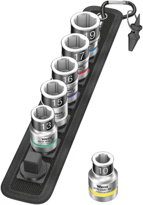 Produktbild von Wera Belt C 1, Steckschlüssel-Satz, 1/2", Metrisch, 6 Kopf/Köpfe, 10,13,15,16,17,19 mm, 285 mm