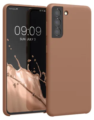 Produktbild von kwmobile Handyhülle für Samsung Galaxy S21 Hülle - Case Silikon - Kabelloses Laden - Schutzhülle Cover in Cappuccino