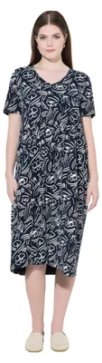 Produktbild von Ulla Popken Damen große Größen Übergrößen Plus Size Dress Scribble Flower Print