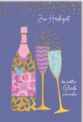 Produktbild von Hochzeit - Karte mit Umschlag - Sektgläser