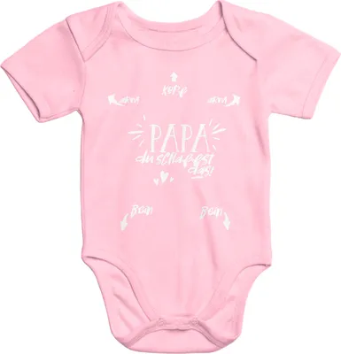 Produktbild von Baby Body mit Aufdruck Papa du schaffst das Baumwolle kurzarm Junge Mädchen Moonworks® 6-12 Monate