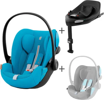 Produktbild von Cybex Cloud G Bundle Babyschale Beach Blue + Base + Sommerbezug