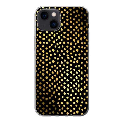 Produktbild von MuchoWow® Handyhülle Schutzhülle Hülle für iPhone 13 mini Polka dots - Gold - Schwarz Silikon Softcase Handy Hülle - Softcase
