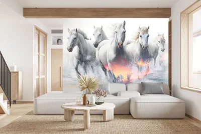 Produktbild von DECO WALLS Fototapete Kinderzimmer Pferde - Außergewöhnliche Haltbarkeit XXL 197x296 cm