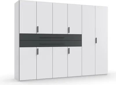 Produktbild von Drehtürenschrank >DIGIT< in WEISS + SCHWARZ - 270x208x58cm (BxHxT)